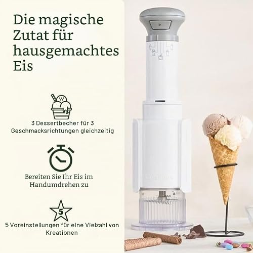 Cuisinart FreezeWand Eismaschine – 5in1 Eiscreme, Sorbet, Milchshake, Slushie – 3 Becher – Vegan, laktosefrei, proteinreich – 5 Min. Zubereitung – Kompakt & tragbar