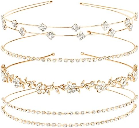 Jaciya Gold Bridal Headband Rhinestone Headbands Crystal Crown Head Band