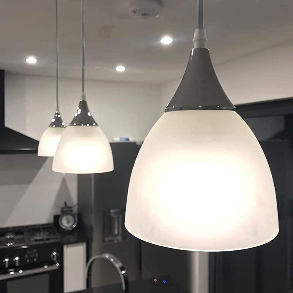 Kiven H-Type Track Pendant Lighting with Frosted White Finish Glass Shade, Dimmable Track Mount Pendant Lighting Fixtures for Kitchen Island Restaurant Kitchen Sink, 3 Lights,39.4in