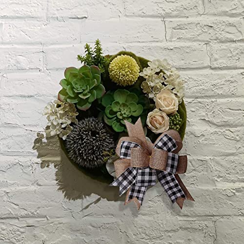 Black White Plaid Gift Bows Burlap Wreaths Bows Christmas Tree Topper For Wedding Holiday Birthday Party Decoration 12" X 9.4" #TOP4