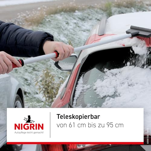 NIGRIN Eisschaber Auto Eiskratzer mit Schneebesen, teleskopierbar bis zu 60-95.5 cm lang