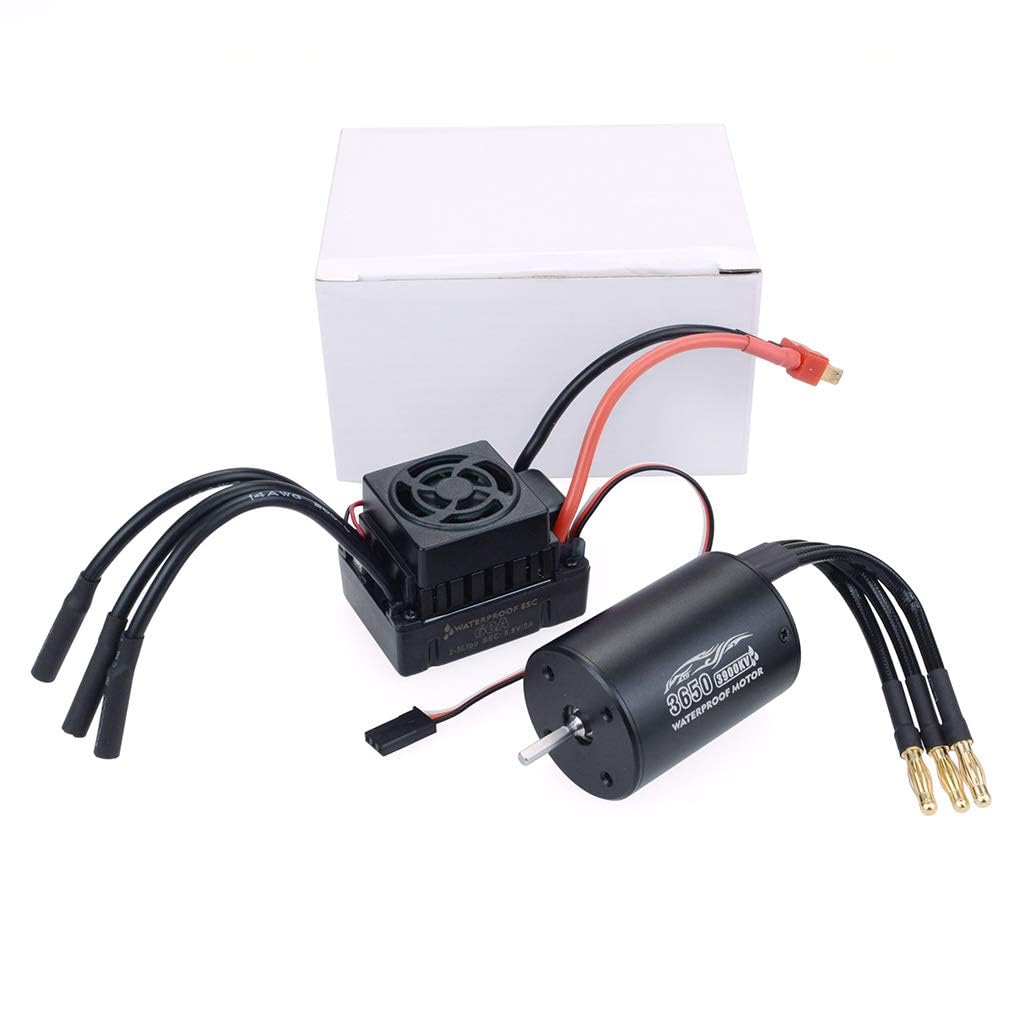 Bürstenloser Motor 3650 3900KV mit 60A ESC Set Wasserdicht Staubdicht Antriebssystem mit Überhitzungsschutz für 1/10 RC Auto LKW Buggy Truggy Tourenwagen Ersatzteile