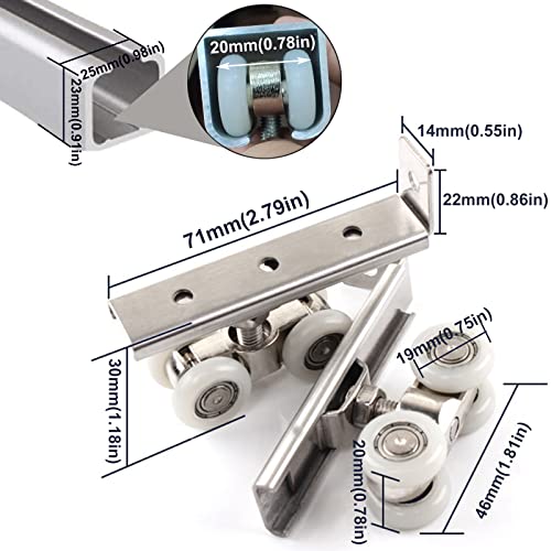2Pcs 4-Wheel Metal Sliding Track Pocket Door Roller Wheel Set Hanger Ball Bearing Pulley Kit For Wardrobe Closet Barn Door #TOP1