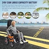 20" Seat Reclining Electric Wheelchairs for Adults,Foldable Motorized Wheelchair Reclining Wheelchairs for Seniors, Lightweight All-Terrain Power Wheelchair,Airline Approved-Support 330lbs(Orange) - Image 3