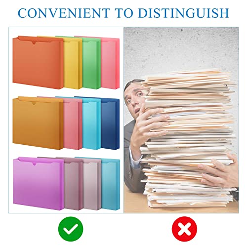 48 Pcs Expanding File Folder Jackets Letter Size 2 Inch Expansion File Pocket Reinforced Colored File Folder Straight Cut Tab Document Organizer Expandable, Assorted Colors #TOP3