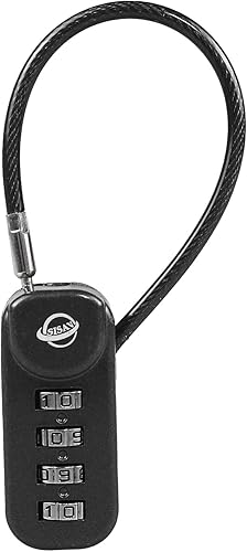 Miniatura 1 de Candado de combinación de 4 dígitos con cable de 4.7 pulgadas (4.7 in) adecuado para casilleros de gimnasio escolar, botes de basura, equipaje,