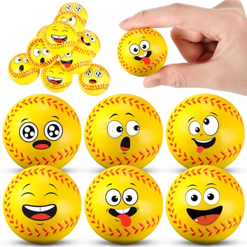 Arrowbash 12 Pcs Mini Face Foam Softball Balls Kids Softball Party Favors