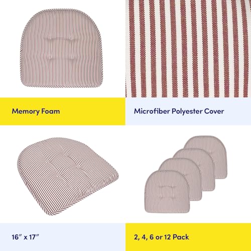image for Sweet Home Collection Chair Cushion Memory Foam Pads Tufted Slip Non S