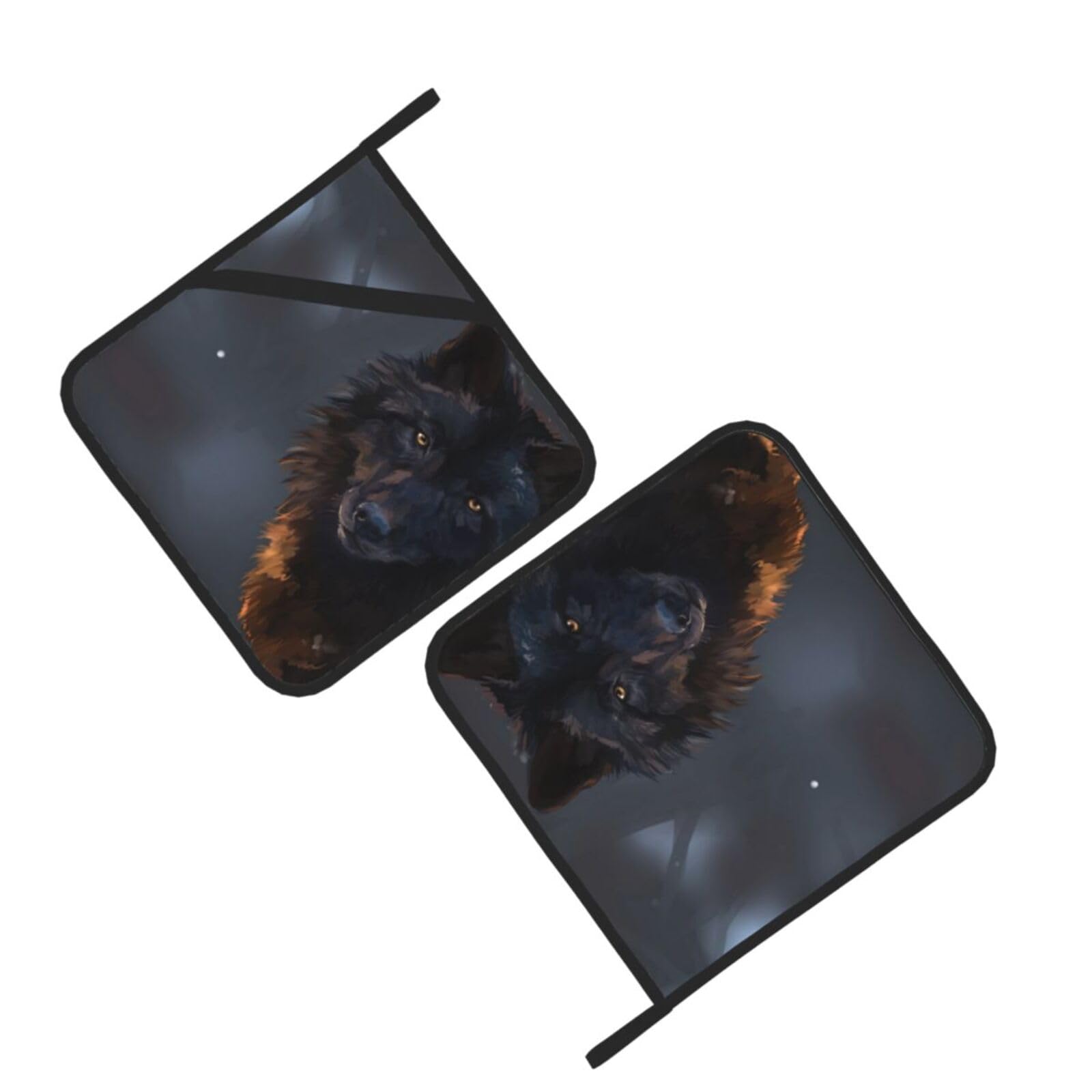 Fantasy Wolf Printed Oven Pot Holders Set of 2 Pcs Heat Resistant Kitchen Microwave Potholders for Cooking Baking Grilling