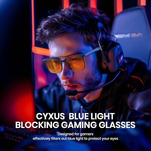 Image of Cyxus Orange Gaming Blue Light Glasses for Men Women Reduce Eye Strain | Filters harsh blue light to ease eye strain, minimize screen fatigue & improve sleep during long gaming and computer sessions