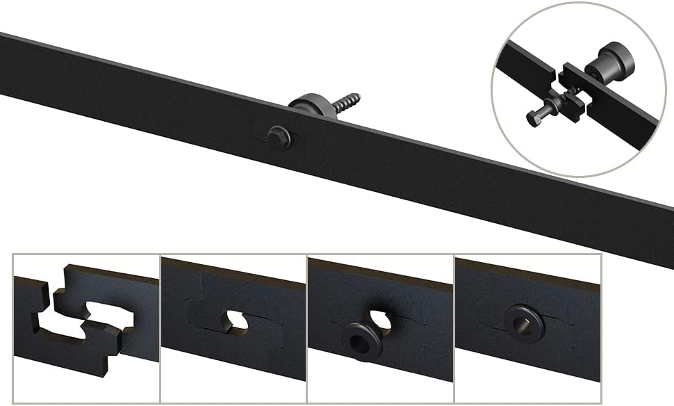 Miniatura 7 de ETIASQSA Kit de herrajes para puerta corrediza de granero plegable de 42 pulgadas3.5 pies, suave y silenciosamente, ahorra espacio, resistente,