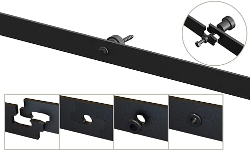 Etiasqsa 72''/6Ft Bi-Folding Sliding Barn Door Hardware Kit, Smoothly And Quietly-Saves Space-Heavy Duty-Easy To Install For 4 Doors Hardware Kit, Black "J" Shape Roller [No Doors] #TOP4
