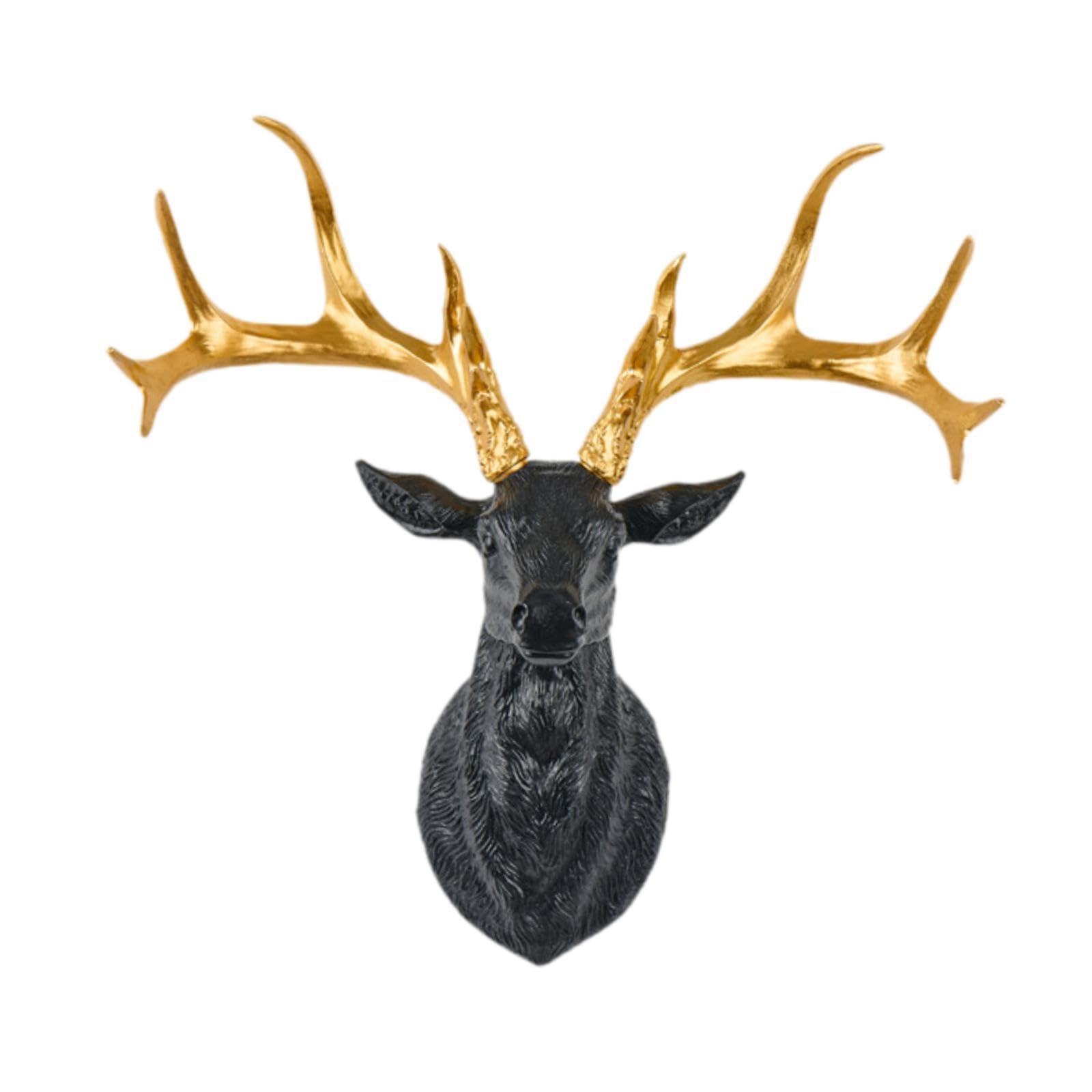 Zambuph Refined Resin Deer Head Wall Sculpture Stunning Artwork Enhancing Space Living Room Bedroom And Special Holiday Gatherings Farmhouse Bar Holiday, Black gold angle, 31x17.5x30cm