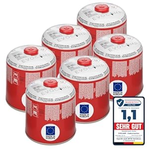 6x Butangas Kartuschen 500g, Schraubkartusche mit Butan/ Propan Gas 899 ml, Gaskartusche EN417, Ventilkartusche mit Schraubverschluss, Gas Kartusche mit Camping Gas, Gaskartuschen Schraubventil