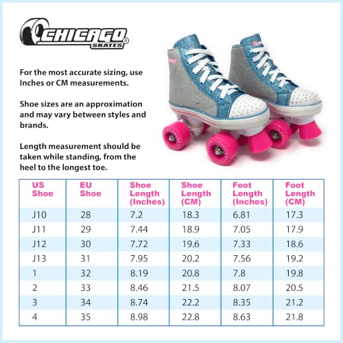 Image of Chicago Skates Light Up Kids Roller Skates Girls - 4 Size Adjustable Roller Skates, Durable Top Performance with Front Stopper,54mm Urethane Wheels, Comfortable, Smooth Rolling, Indoor Outdoor, Age 3+
