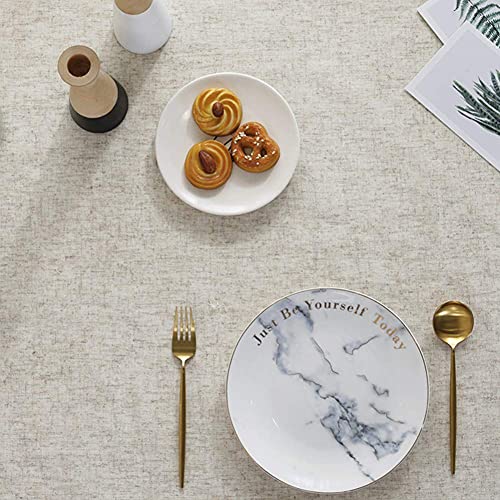 Nappe rectangulaire en lin 140 x 177 cm beige pour table de salle à manger