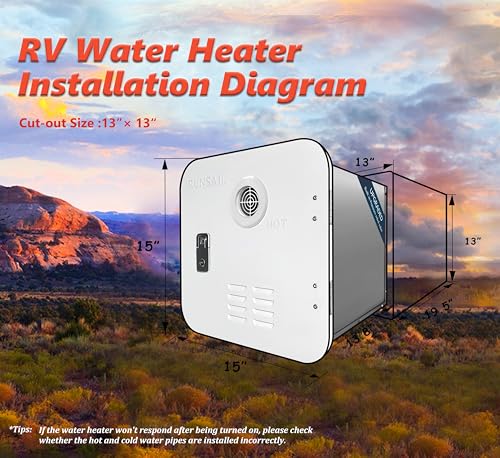 Image of RUNSAIL [Upgraded Version] RV Tankless Water Heater, 65,000 BTU,Max 3.96 GPM, 15 x 15 Inches White Door, Build-in Pressure Relief Valve, Winter-Summer Mode Can be Switched Manually or Automatically