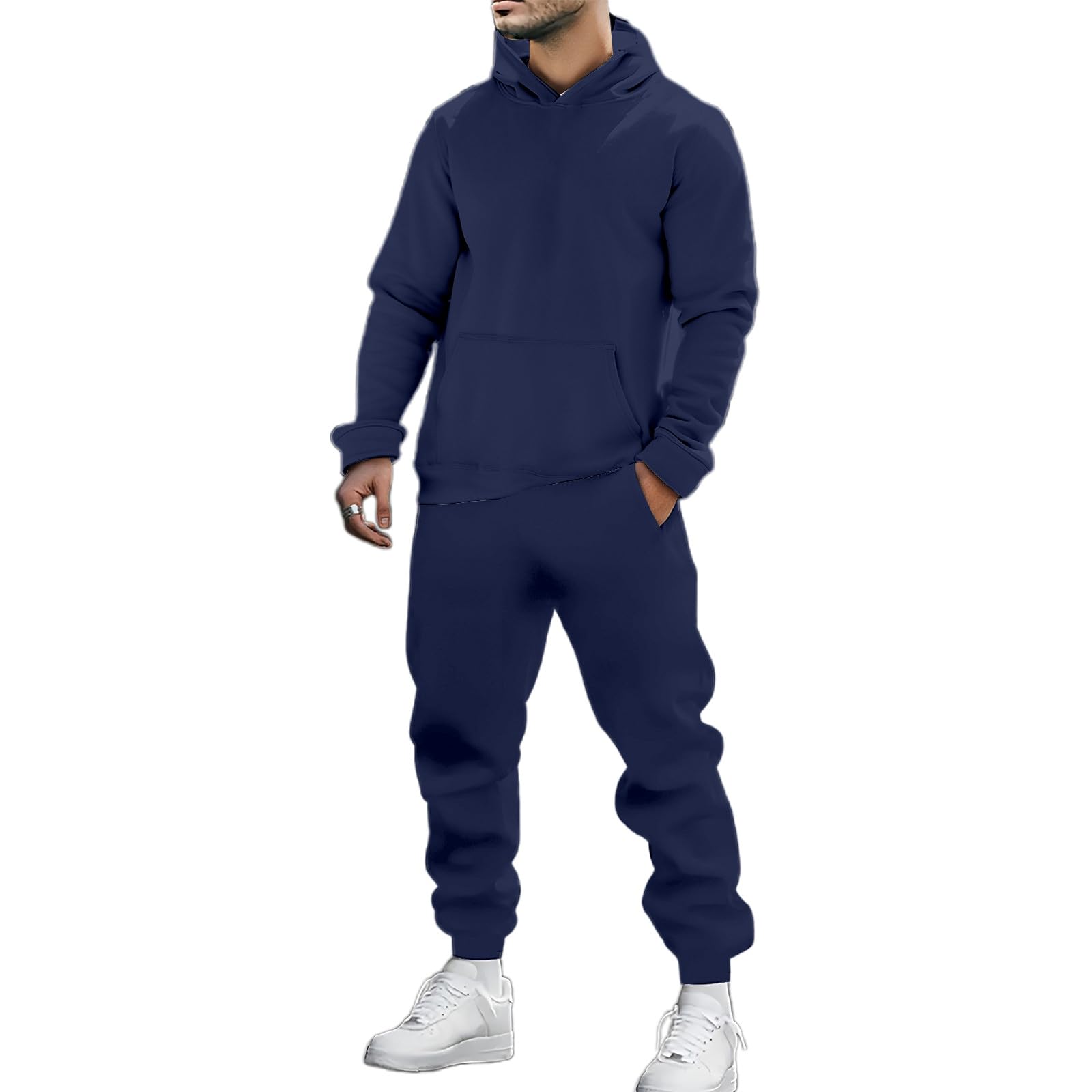 Generico Tute Uomo Completa Invernale Tuta da Ginnastica da Uomo Tuta Completo con Cappuccio Felpata Felpa Sportiva e Pantaloni Completo Elegante Casual Classic Invernale Casa