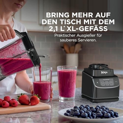 Ninja UltraCrush Mixer, 3 Geschwindigkeitsstufen, manueller Modus Impuls, Gefäß mit 1,9 Liter Fassungsvermögen für Flüssigkeiten, zur Zubereitung von Smoothies, Dips, Soßen und mehr, Schwarz BP201EU – Ansicht 3