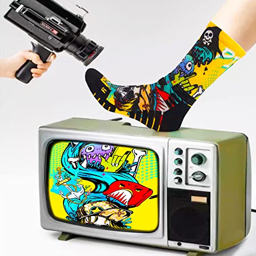 Jdq 2 Pairs Novelty Funny Socks - Holiday Warm Soft Winter Socks Cool Crazy Graffiti Art Cute Hip Hop Athletic Crew Tube Socks Gift Men Women Teen- M #TOP3