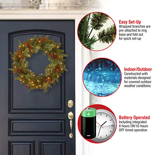 National Tree Company Pre-Lit Berry Wreath #TOP14