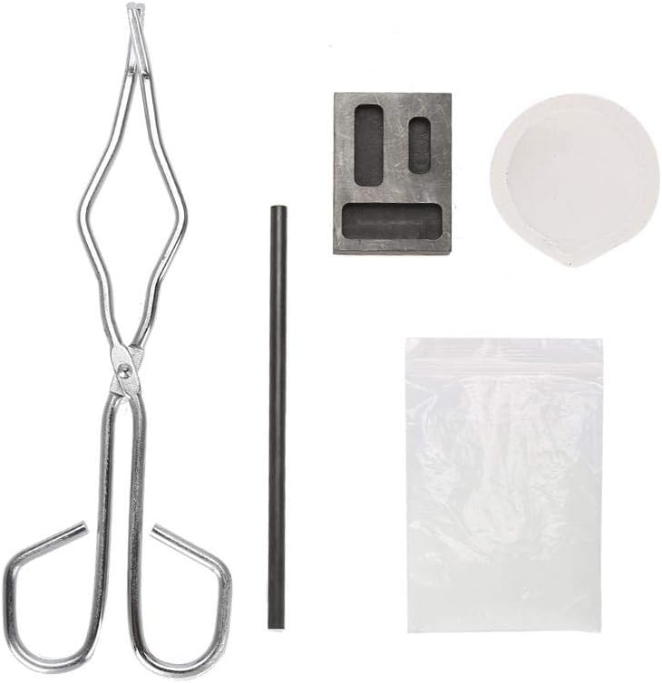 Jewellery Melting Tool Kit, Jewellery Making Set Accessory Include Crucible Graphite Rod Graphite Ingot Mold Crucible Tong Casting Powder