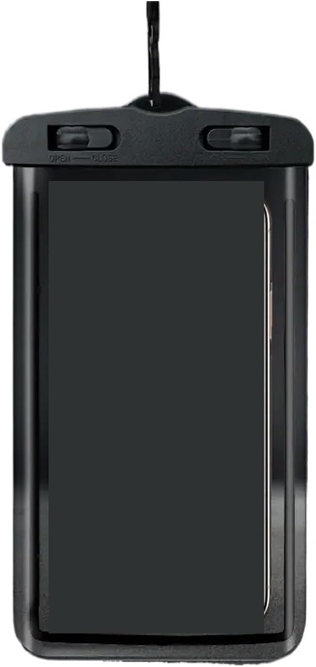 Waterproof Phone Pouch - Touchscreen Compatible for Swimming, Beach, Diving(Black)