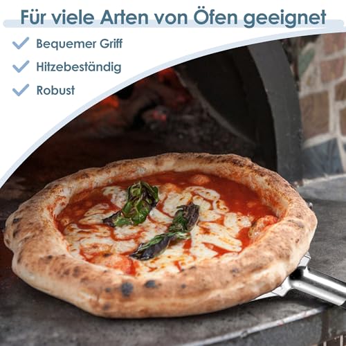 Herogo Pizzaschaufel 7 Zoll, runde Pizzaschaufel mit abnehmbarem Griff, Edelstahl-Pizzawender für Ofen, Grill & Brotbacken, leicht zu verstauendes, Spülmaschinenfest, Pizza Peel