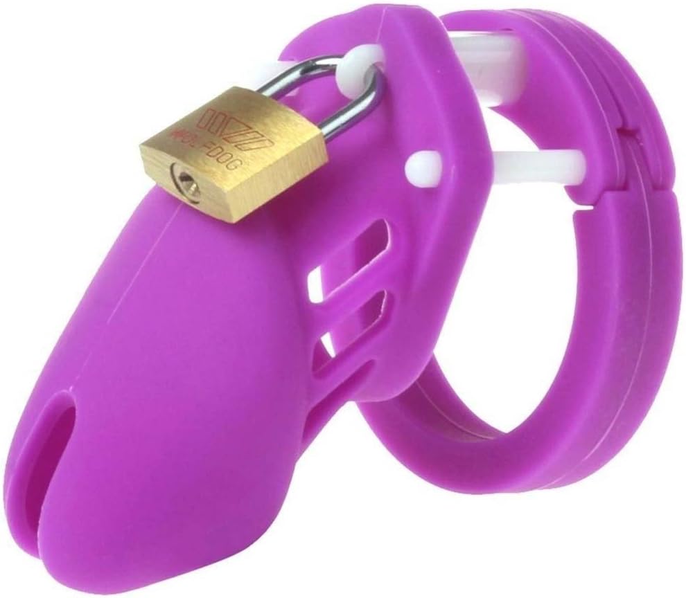 Male Short Purple Silicone Chastity Cage Device 4
