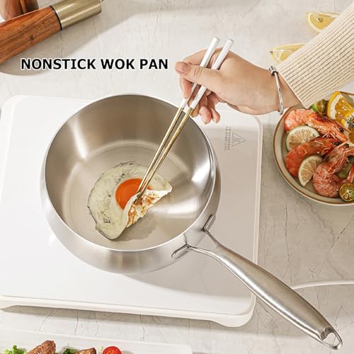Wok de Acero Inoxidable 304 con Tapa, 7.87 in miniatura 3