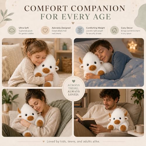 Image of JDF 5lbs Highland Cow Weighted Stuffed Animals, 22in Giant Highland Cow Gift Plush Toy, Adorable Stuffed Animal Adults & Kids Highland Cattle Plushie Pillow Decor
