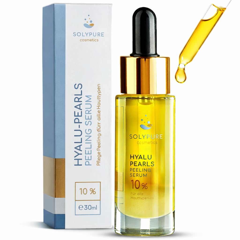 SolyPure HYALU-PEARLS – Hyaluron Serum Gesicht – 10% Hyaluronsäure – Hochdosiert – Feuchtigkeit – Anti-Aging – Peeling-Effekt – mit Arganöl & Jojobaöl – Patentierte Perlentechnologie