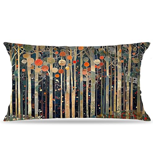 BUJSP Rustic William Morris Inspired Autumn Forest Decor Pillow Covers 12x20,Vintage Botanical Nature Decorative Throw Pillow Covers for Home Bedroom Living Room,Fall Home Room Decor