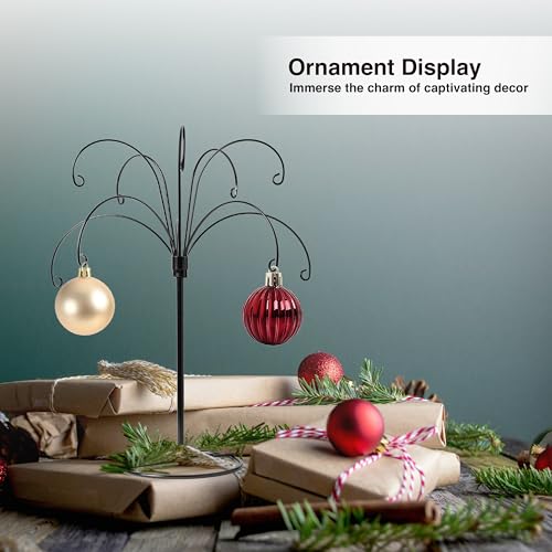 HOHIYA 2 Pcs 13.5 Inch Ornament Display Stand Hanger Holder Hanging Wire for Ball Christmas Easter Decorations Taiwan Made Black Max Loading 1.5 LBS