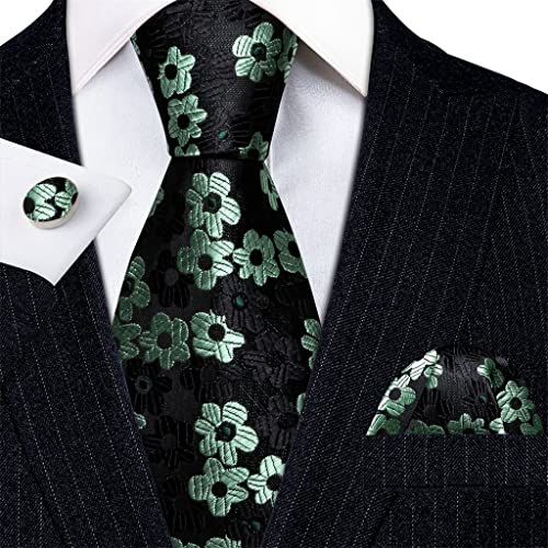 Set de corbata para hombre con paisley dorado y negro miniatura 2