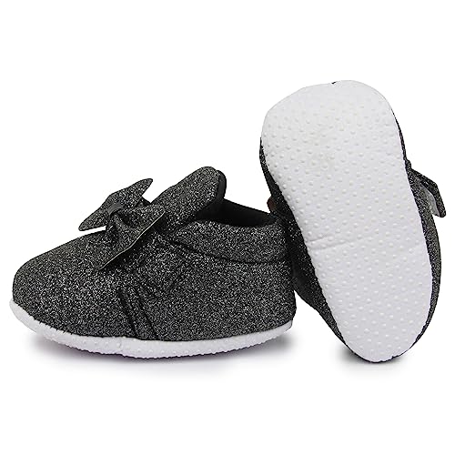 Image of Neska Moda 6 To 12 Months Baby Girls Cotton Hook & Loop Bow Booties -BT1766