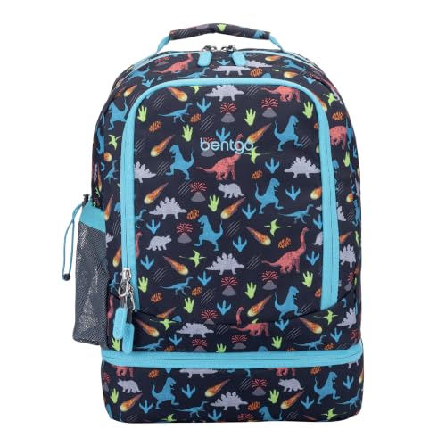 Mochila infantil 2 em 1 Bentgo, com lancheira térmica, Dinossauro, 16.5” L x 11” W x 7.5” D, Versátil