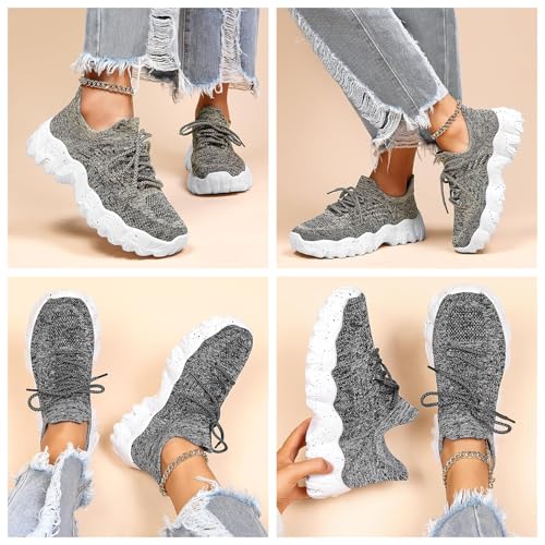 Quivale Simplysnug Women's Mesh Lace Up Lightweight Low Top Sneakers - Casual Tennis Shoes, Non Slip (White, US9.5) 5