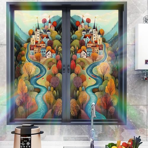 Image of Fairytale Castle Village Window Film 17.32x39.37in Cling