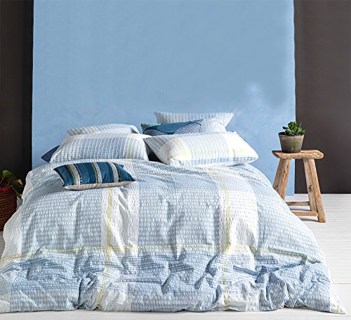 Merryfeel Cotton Duvet Cover Set,100% Cotton Seersucker Duvet Cover Set,Yarn Dyed Stripe Bedding Set,3 Pieces(1 Duvet Cover With 2 Pillowshams)- King #TOP27