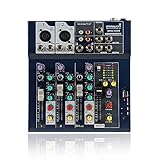 Professional Audio Mixer, STARAUDIO 4-Channel Mixing Console with USB Audio Interface, Stereo Equalizer, 16 DSP Effects, Ideal for Stage, Live Gigs, and Karaoke SPMX4002B