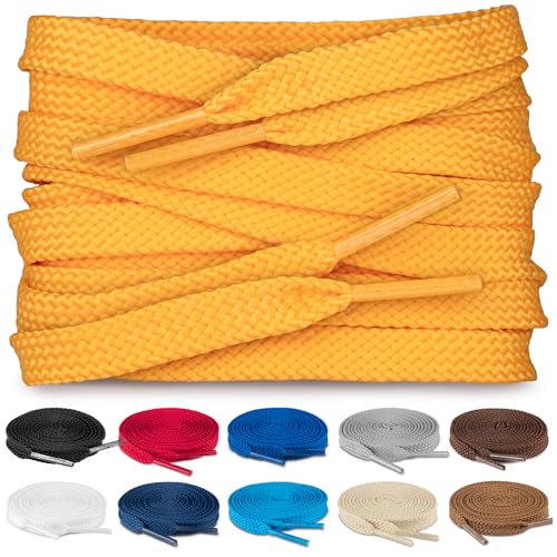 TULMERO SULPO 2 pares de cordones planos 8 mm para zapatos, naranja claro., 120 cm - 2 Paare