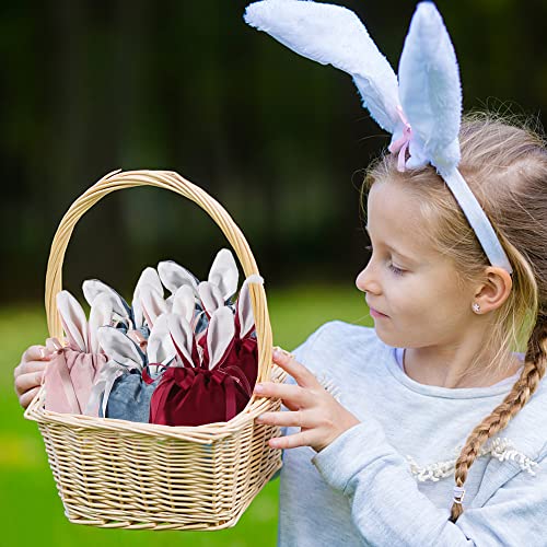 Videlly 9 Pieces Easter Bunny Bags Bunny Ears Candy Bags Easter Drawstring Gift Bags Easter Basket Bunny Favor Bag Rabbit Ear Bags Treat Bags Velvet Candy Wrap Bags Birthday Party Supplies,Pink #TOP5