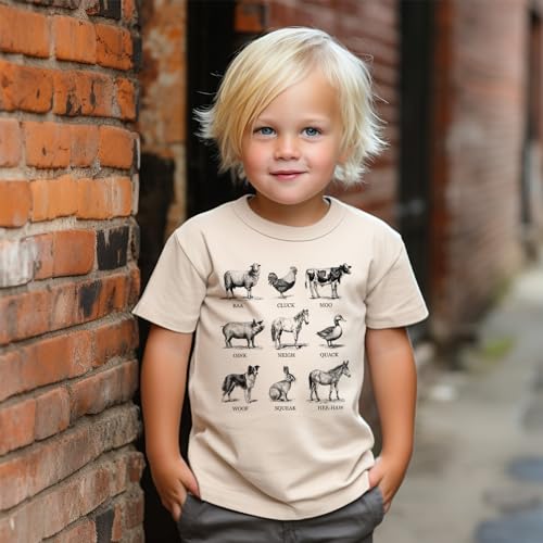 Vintage Farm Animal Sounds Toddler Shirt - Cute Educational Barnyard Animals Kids Boys & Girls Outfit - Natural Toddler & Youth Graphic Tee3