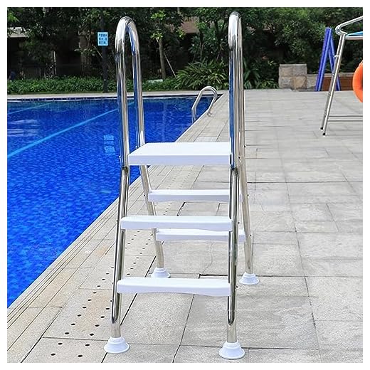 errzom Select A-Frame Heavy Duty 33", 43", 52" Above Ground Ladder, Swimming Pool Ladder, 2/3/4 Steps Ladder, 304 Stainless Steel Ladder, Non-Slip Ladder, Max Load Capacity 500 Lb Ladders,33in