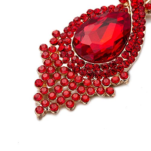 Long Full Red Rhinestone Crystal Dangle Chandelier Drop Earrings Fashion Jewelry (Style04) - Image 5