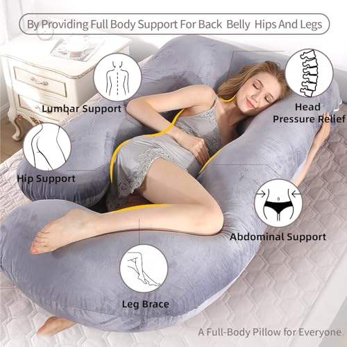 HychYAYA Travesseiros de gravidez de corpo inteiro de 152 cm para dormir e refrescar a gravidez, tra