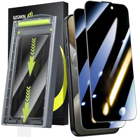 WSKEN for iPhone 16 Privacy Screen Protector - [Auto Dust-Remove] 24 Degree Anti Spy Case Friendly Shatterproof Tempered Glass with Zero Bubble Dust Clean Easy Installing House, 2 Pack Cover