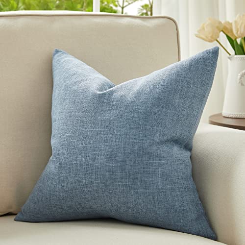 Anickal Set Of 2 Grey Blue Pillow Covers 18X18 Inch Rustic Linen Square Decorative Throw Pillow Covers For Sofa Couch Farmhouse Home Decorations #TOP3
