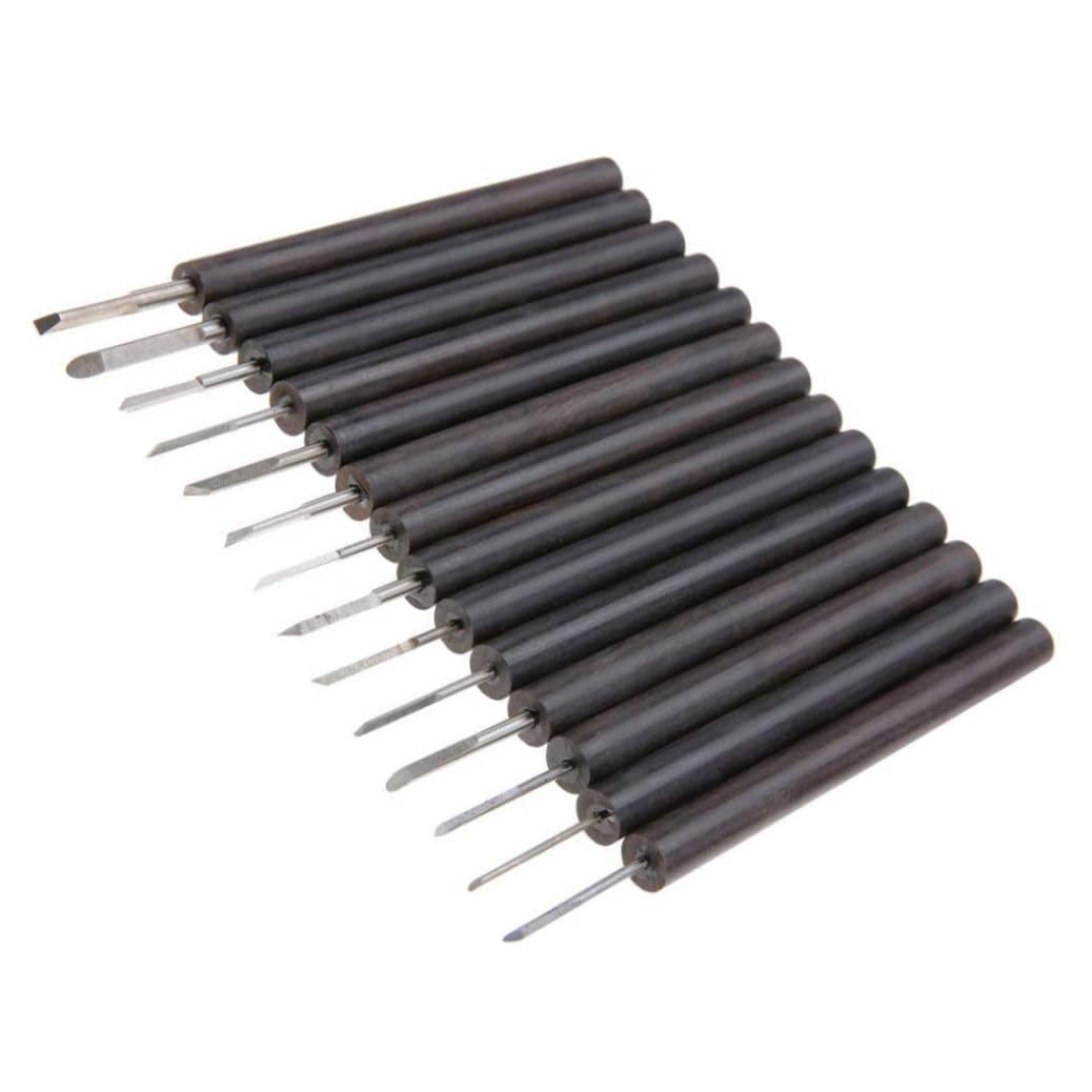 Outils de sculpture sur bois et set de gouges de coupe en acier - 14 pcs